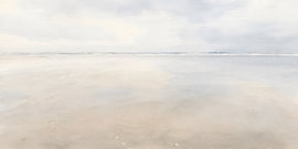 HORIZON SILENCIEUX dans la brume BEIGE au bord de la MER sur Henk Egbertzen