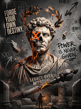 Forge Your Own Destiny Power Is Never Given Cyberpunk Emperor Graphic Design