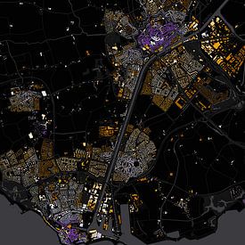 Abstracte kaart Middelburg en Vlissingen van Stef Verdonk