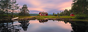 Panorama und Sonnenaufgang in der Nähe von Tyristrand, Norwegen