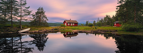 Panorama und Sonnenaufgang in der Nähe von Tyristrand, Norwegen von Henk Meijer Photography
