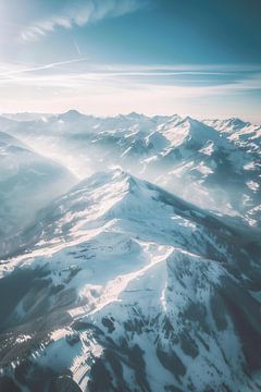 Dromerige besneeuwde bergen van fernlichtsicht