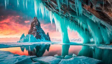 Eishöhle mit Berg und Schnee von Mustafa Kurnaz