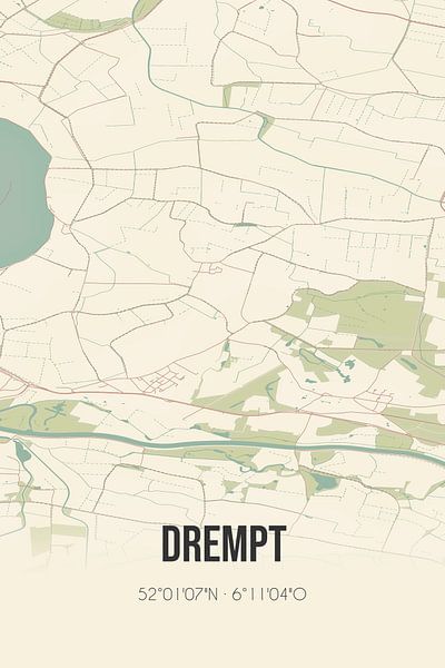 Carte ancienne de Drempt (Gueldre) par Affiches de lieux
