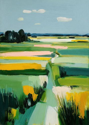 Abstract landschap - Groen & Pastel