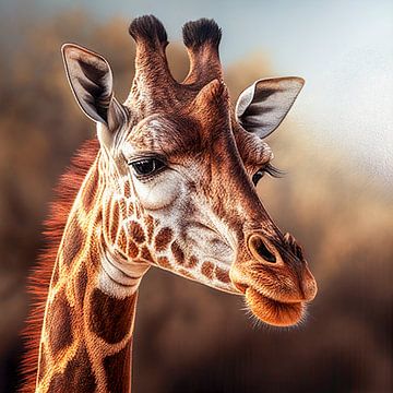Portrait d'une girafe Illustration sur Animaflora PicsStock