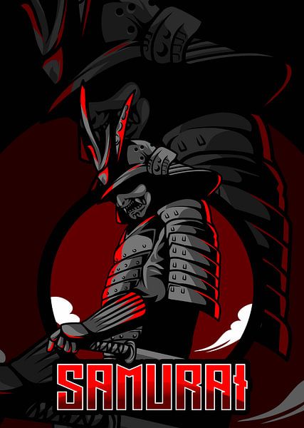 Black Samurai Japanese Culture Artwork by GravicStudioLab