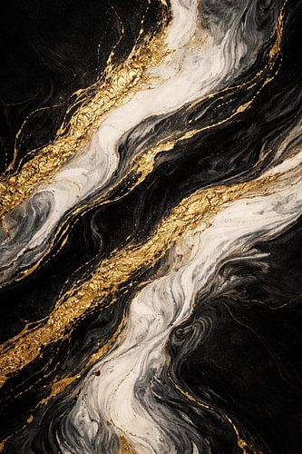 Golden Rift – Midnight Marble Abstract