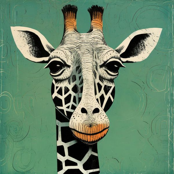 Whimsy Folk Giraffe Portrait by Aloke Design