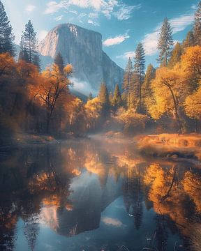 Yosemite's gouden herfst van fernlichtsicht