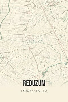 Carte ancienne de Reduzum (Fryslan) sur Rezona