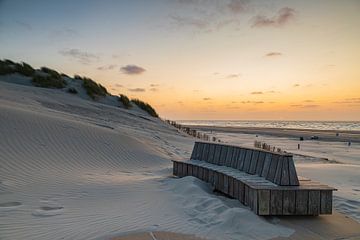 Zonsondergang aan het strand van Ameland van Meindert Marinus