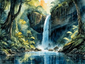 Jungle waterfall by SirHeckeCreative