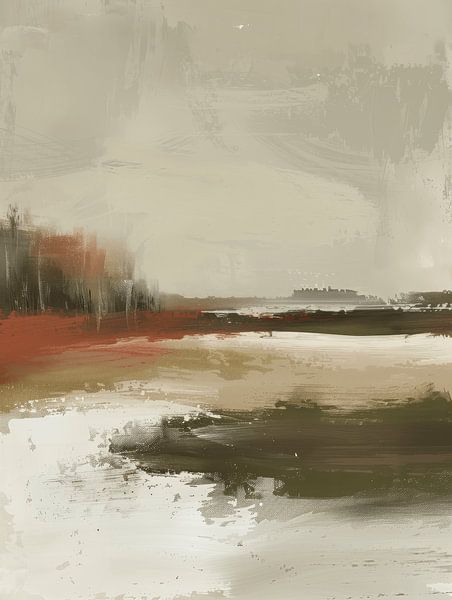 Abstract landscape in neutral tones, Japandi style by Japandi Art Studio