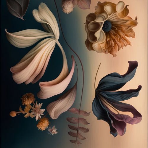 Composed flowers in pastel