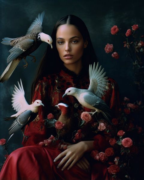 Portrait &quot;Me and the birds&amp;quot ; par Carla Van Iersel
