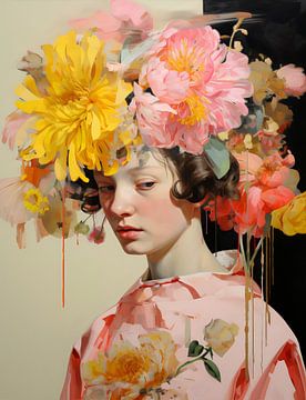 Femme avec de grandes fleurs sur la tête sur Danny van Eldik - Perfect Pixel Design