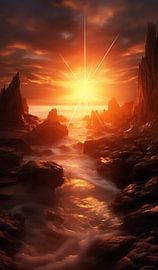 L'heure dorée au bord de la mer