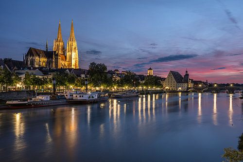 Regensburg bij zonsondergang