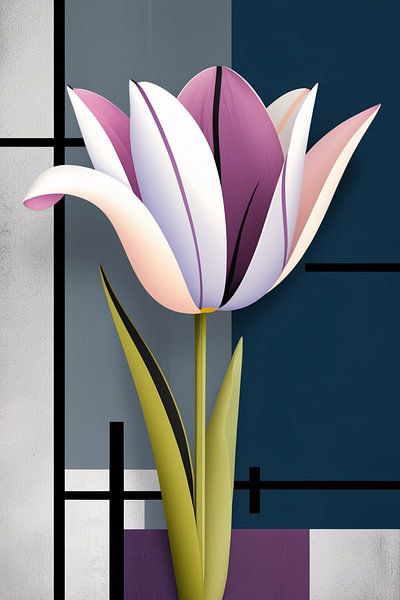 Abstract tulip with geometric shapes by Art & Soul Creations