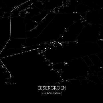 Zwart-witte landkaart van Eesergroen, Drenthe. van Rezona