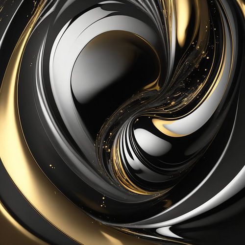 Goud,Zilver en Zwart abstract Beeld