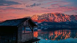 Am Attersee Sonnenuntergang von Franz Lechner