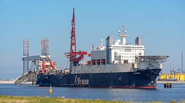 Pijpenleggerschip van Allseas: de Solitaire. van Jaap van den Berg