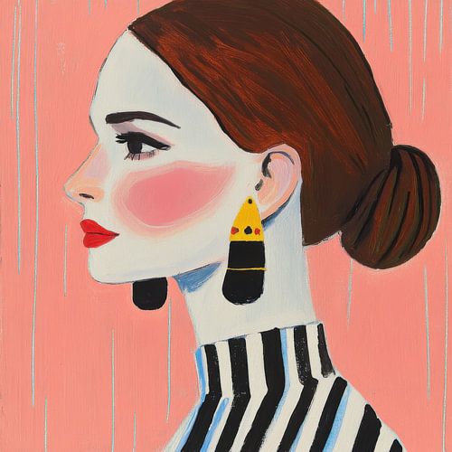 Gouache fashion portret koraal