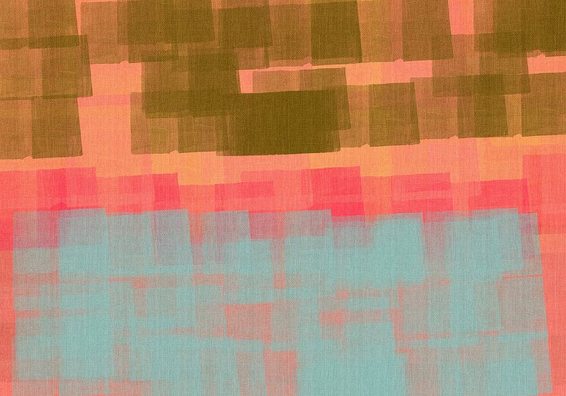 Abstrait en vert mousse, orange, rose et bleu clair. par Dina Dankers