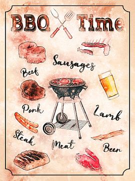 BBQ barbecuetijd van Printed Artings