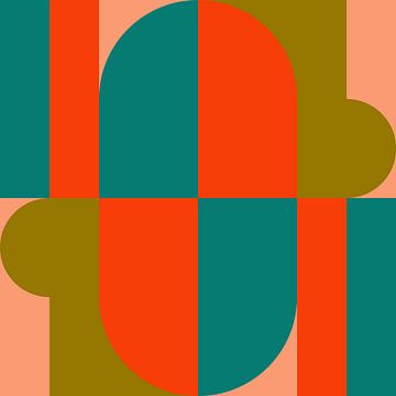 Funky retro geometrische 17. Moderne abstracte kunst in heldere kleuren. van Dina Dankers
