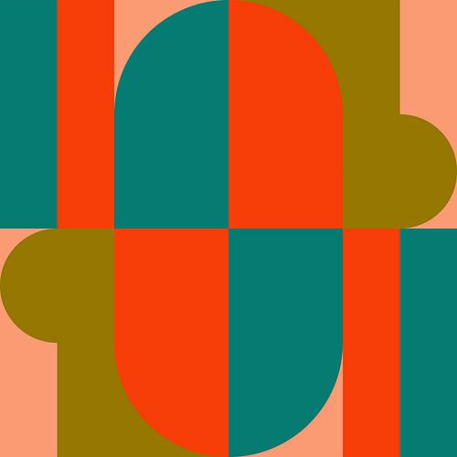 Funky retro geometrische 17. Moderne abstracte kunst in heldere kleuren.