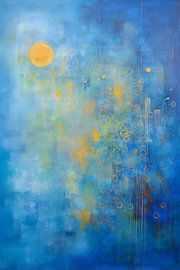 Abstract Painting - Blue Gold Mysterious and Dreamy by Joriali Abstract