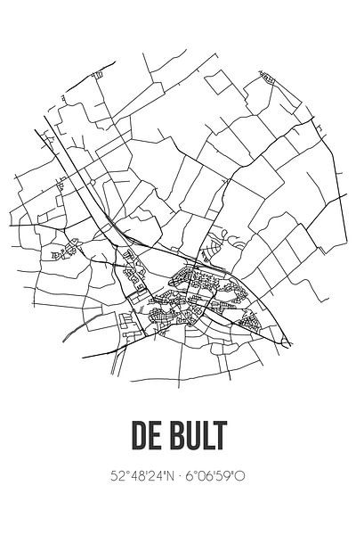 De Bult (Overijssel) | Map | Black and white by Prints of Place