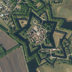 Luchtfoto van Bourtange van Maps Are Art
