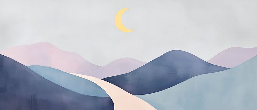 Des collines douces sous une lune lumineuse par Poster Art Shop