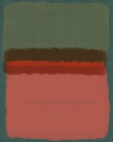 Modern abstract art in green, salmon and terra