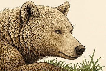 Brown bear in side view by Art & Soul Creations