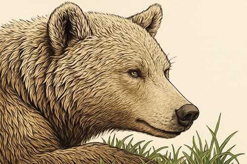 Bruine beer in zijaanzicht