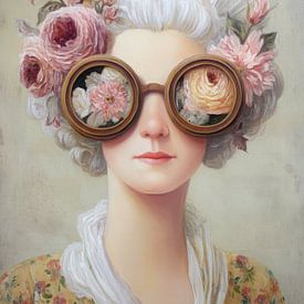 Verträumtes Blumenporträt mit runder Brille von But First Framing