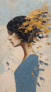 Surreal Woman Tree Memory Falling Leaves by Aden Pink Studio