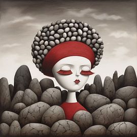 Eine Frau mit einem Findlingskopf von Laila Bakker