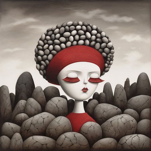 Een vrouw met een keienkop