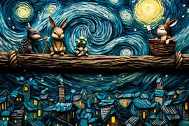 Kaninchen unter Sternenhimmel Kunst von Art & Soul Creations