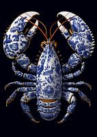 Kreeft (nr. 5) in delfts blauw, lobster, artistieke kreeft - exclusief nr. 5