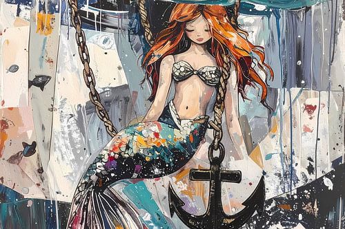 Prachtige zeemeermin - voor moderne woonstijl