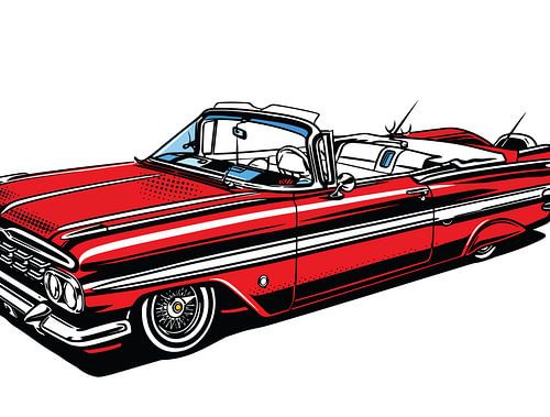 Retro klassieke cabriolet Side Pop Art Portret #2