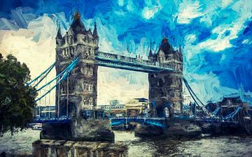 Dramatic Tower Bridge - Digital Painting by Joseph S Giacalone Photography
