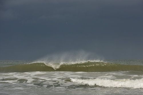 Aanstormende golf bij dreigend weer